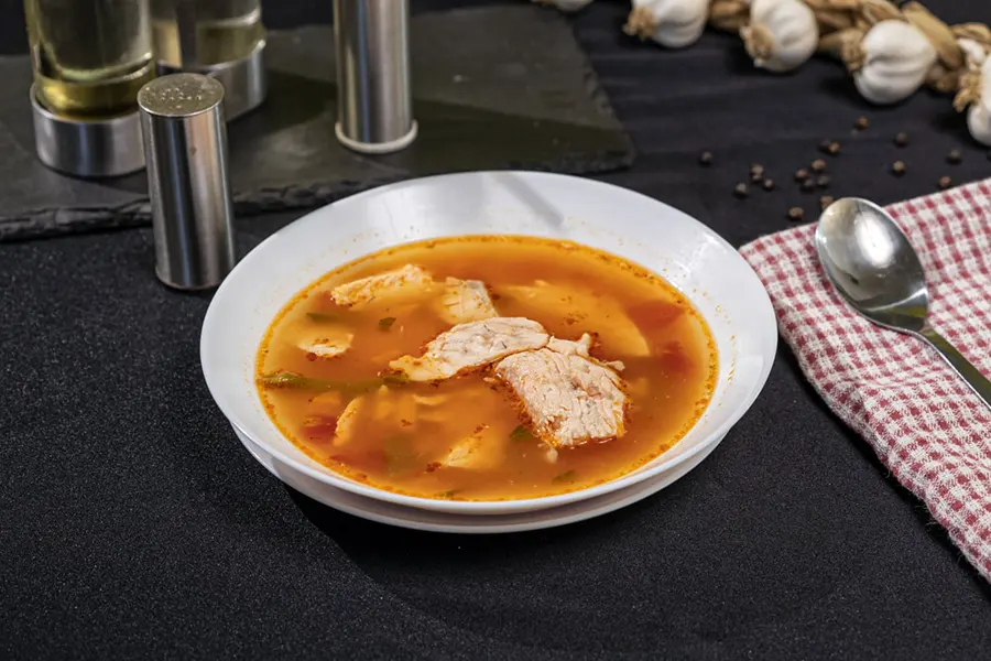 Ciorba de somon restaurant autoservire Central Pitesti